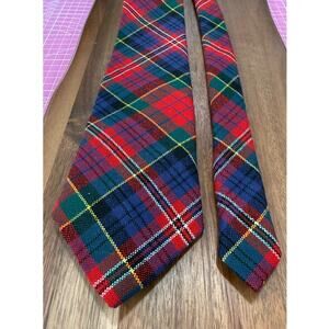 VINTAGE Ingles Buchan Scotland Wool Tartan Plaid Tie Royal Stewart 57 Inches Red
